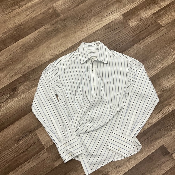 Madewell Women’s 100% Cotton Asymmetric Wrap Button-Up Shirt Size 00 Striped - Picture 5 of 15